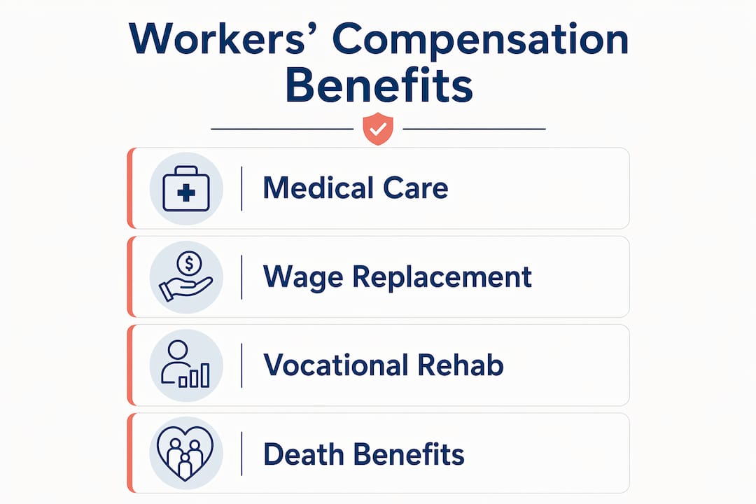Infographic outlining workers' compensation benefit categories