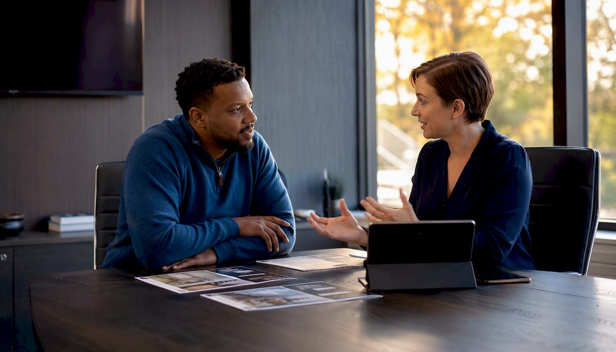 Client and agent discussing life insurance loans