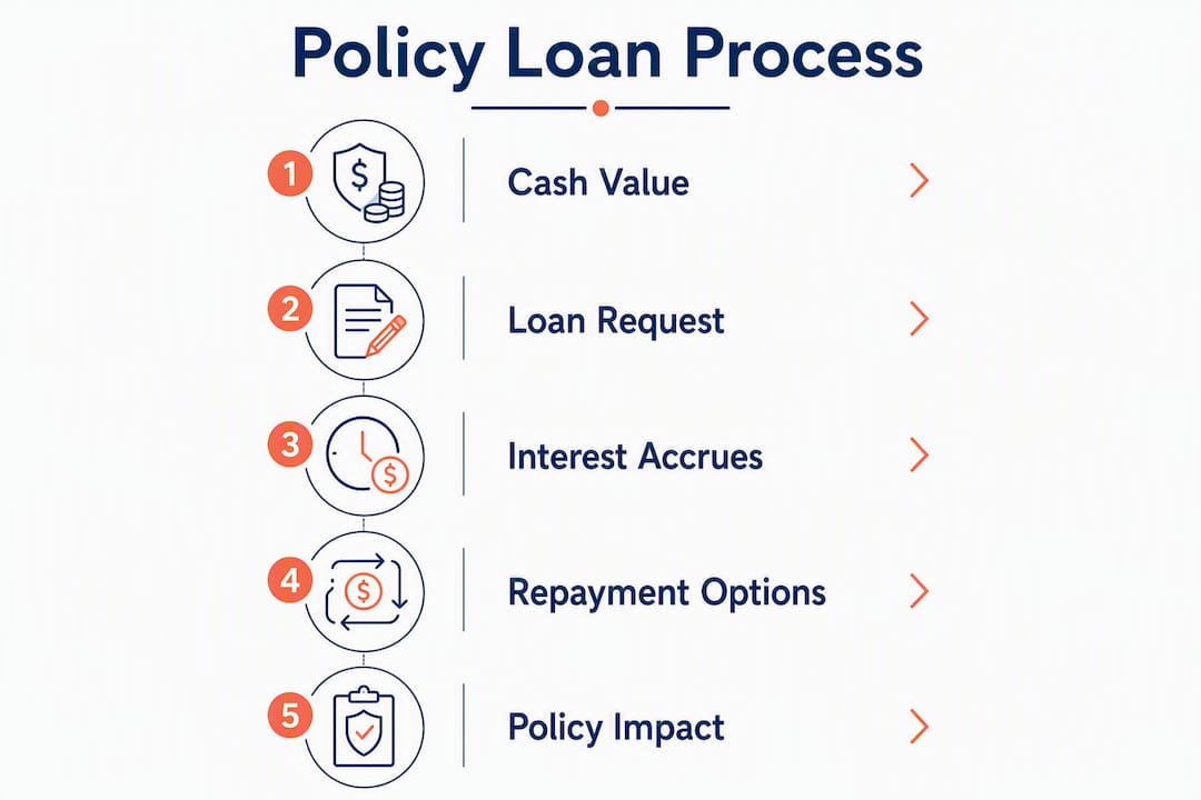 Infographic showing life insurance loan process steps