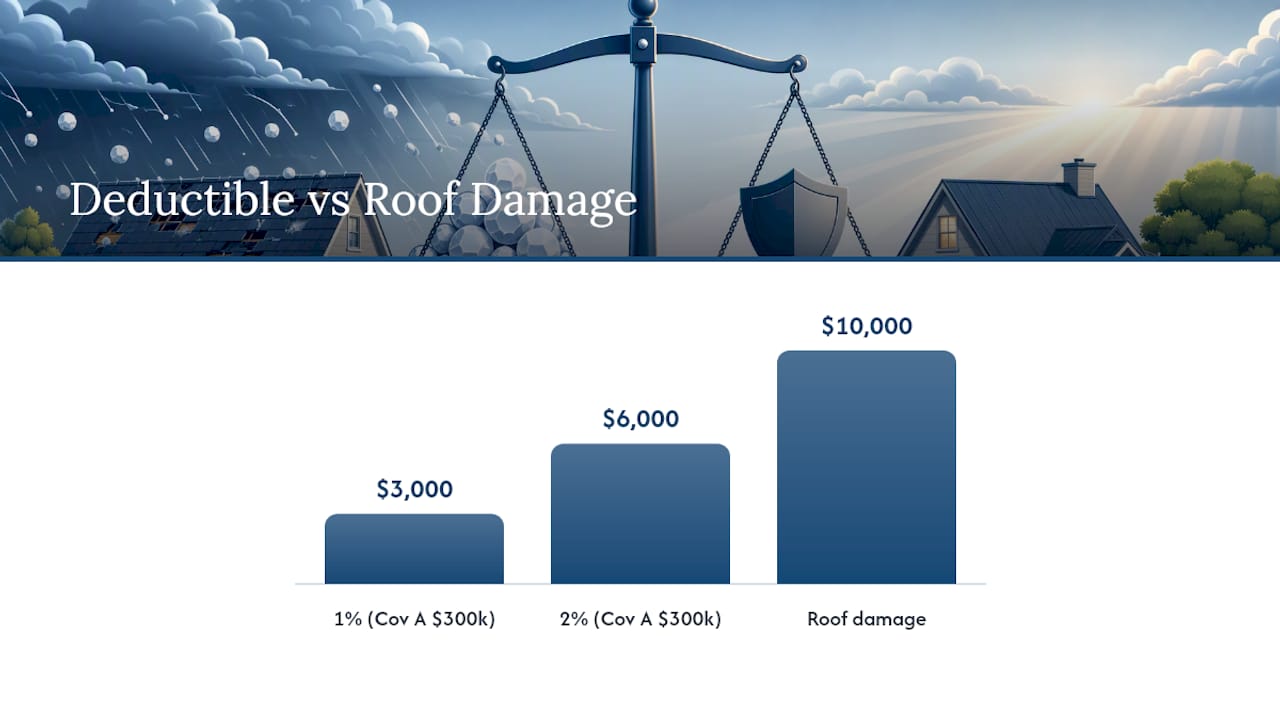 Comparison chart of hail deductible dollar amounts by Coverage A values
