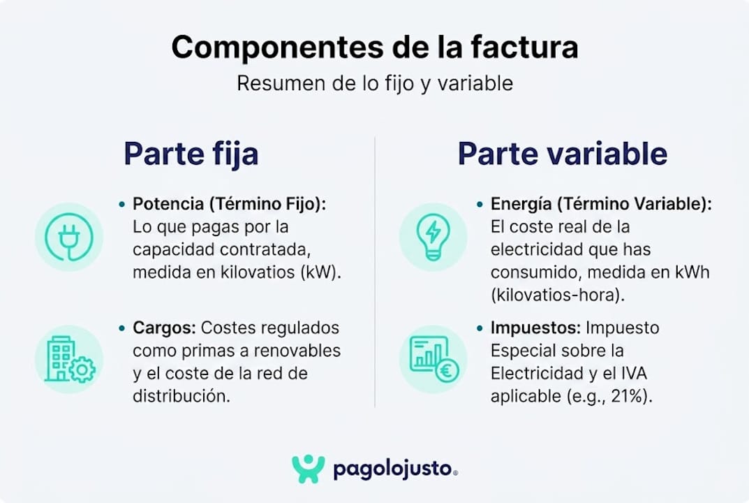 Infografía: ¿En qué se diferencian los conceptos fijo y variable en tu recibo de luz?