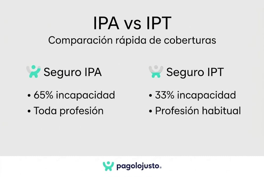 Infografía: diferencias clave entre los seguros IPA e IPT