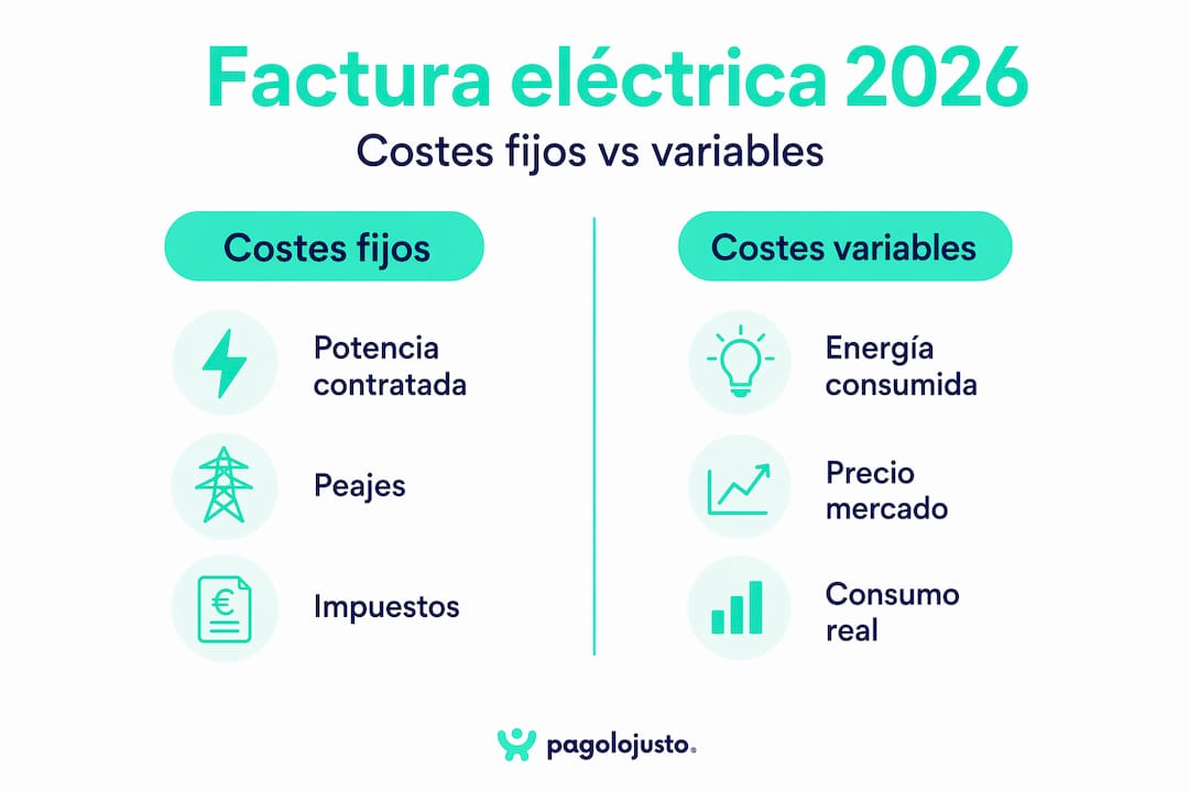 Infografía: ¿Qué parte de tu factura de la luz son costes fijos y cuáles son variables?