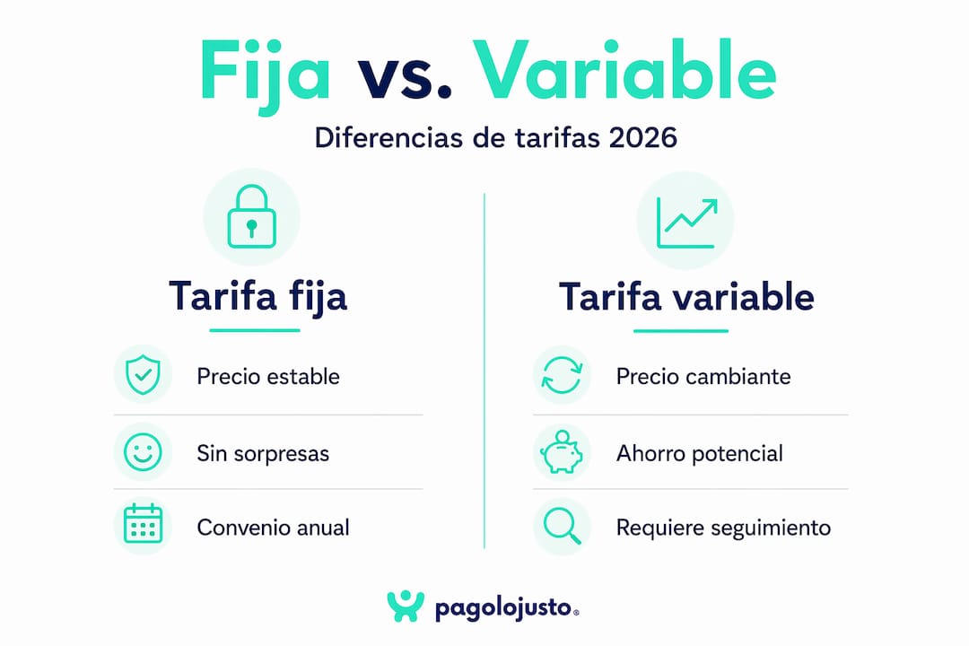 Infografía: diferencias entre tarifas fijas y tarifas variables