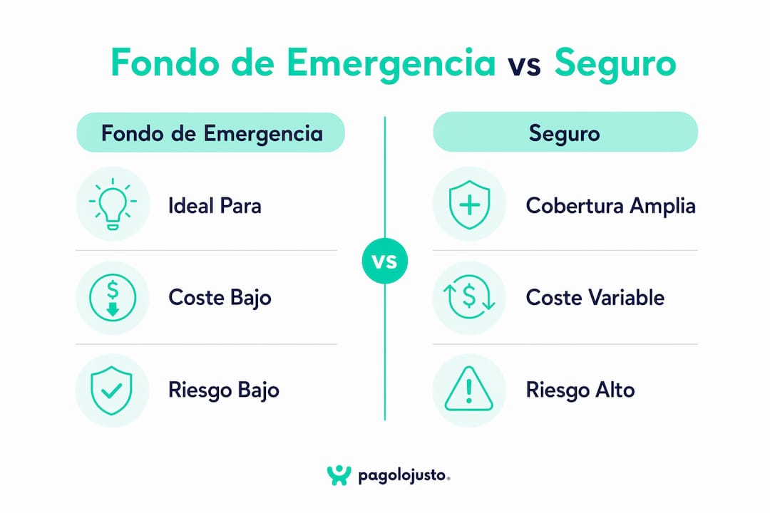 Infografía: diferencias entre el fondo de emergencia y el seguro
