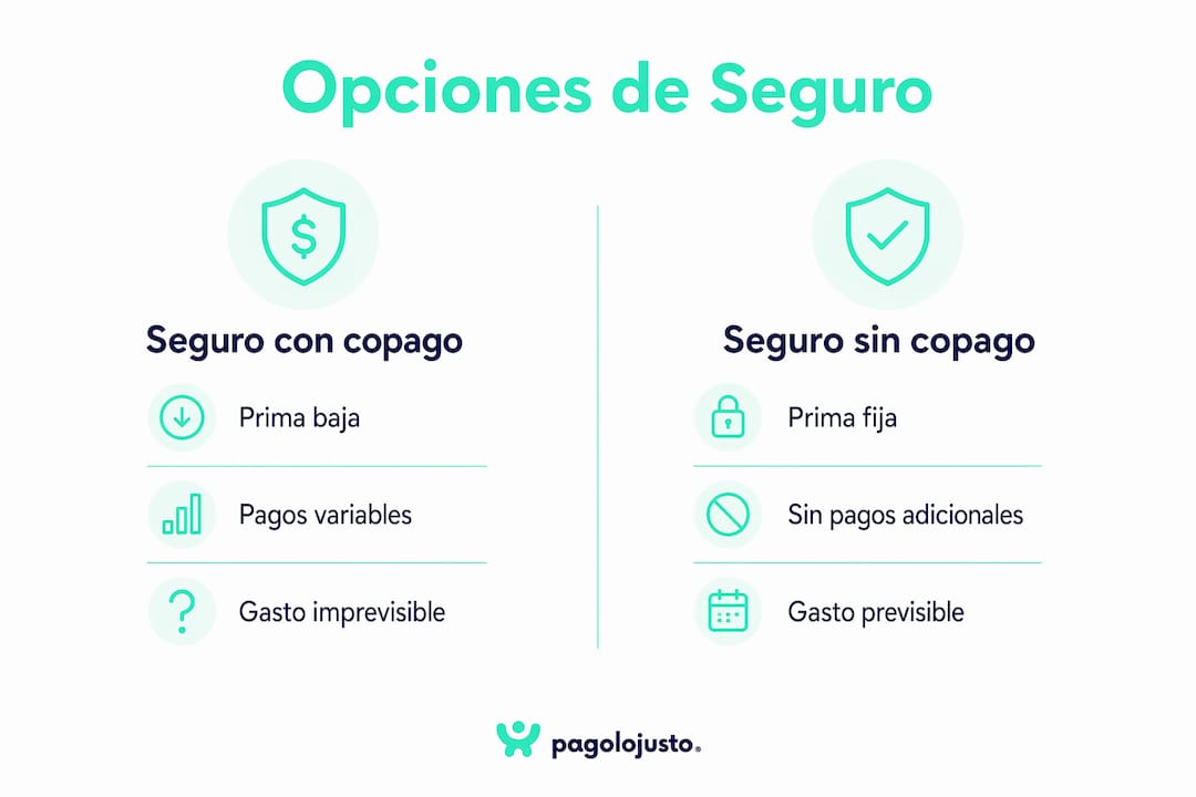 Infografía: diferencias entre seguros médicos con copago y sin copago