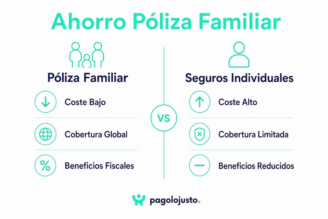 Infografía que muestra las diferencias de ahorro entre seguros familiares y seguros individuales