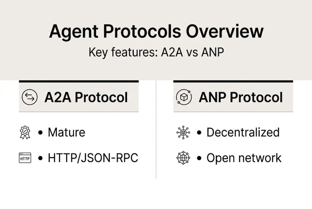 Infographic comparing A2A and ANP protocols