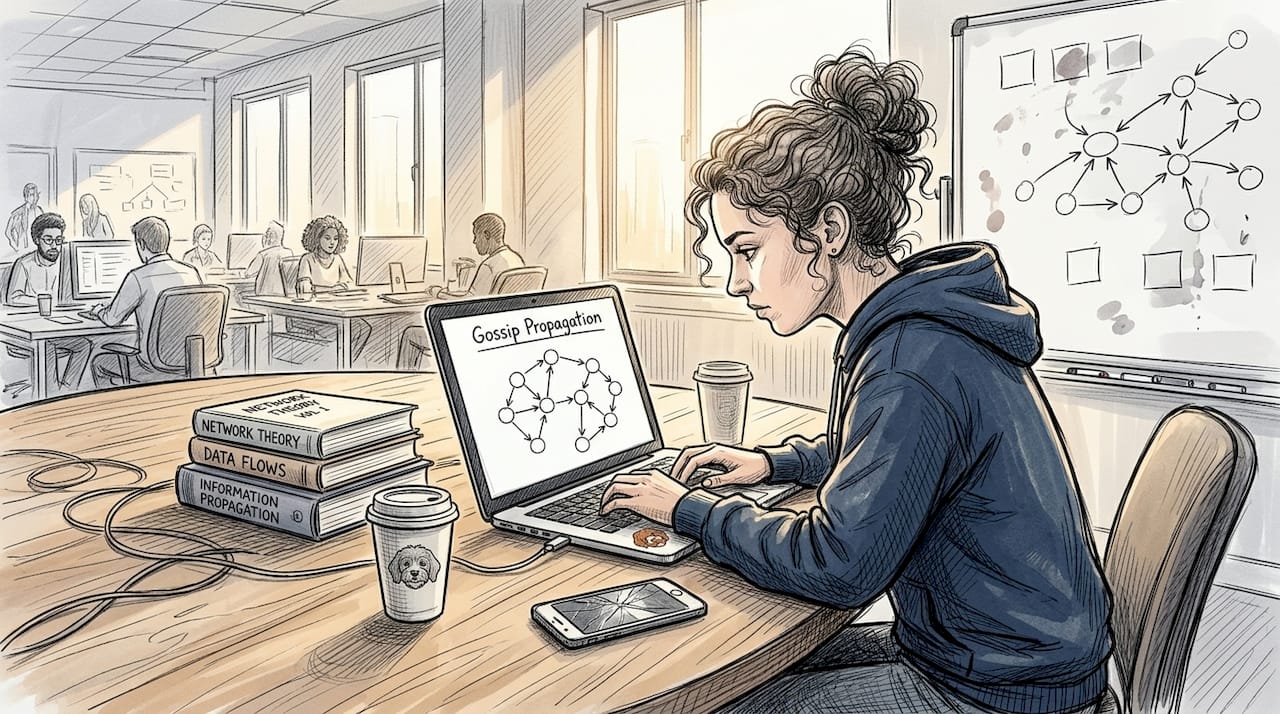 Engineer studying gossip protocol diagrams