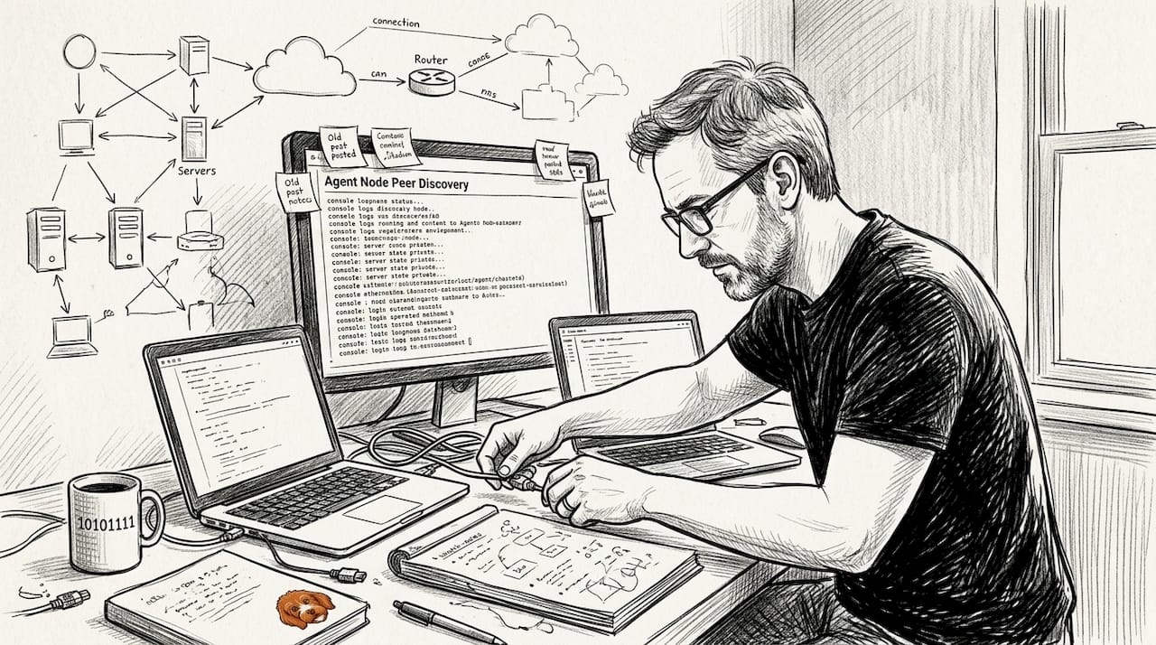 IT expert wiring peer-to-peer AI setup