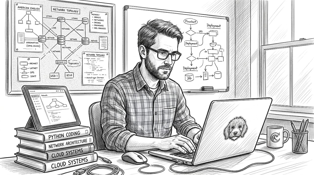 IT specialist developing overlay network automation