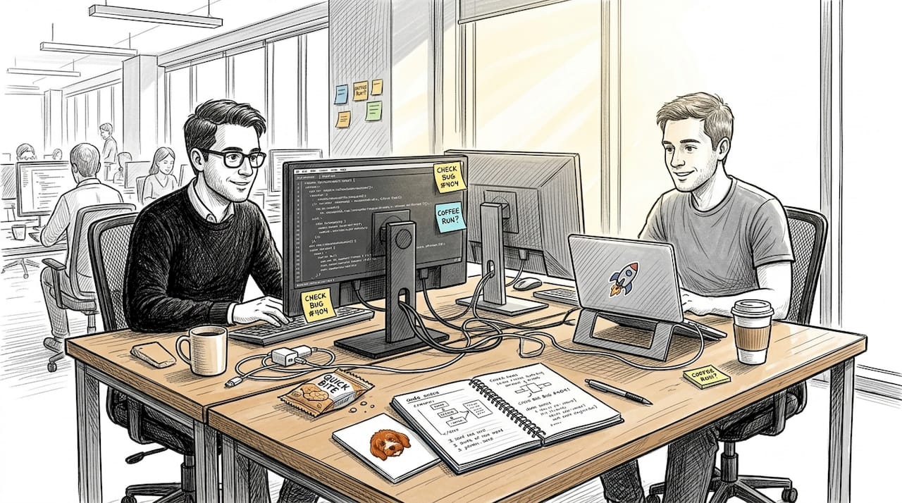 Engineers collaborating on distributed AI workspace