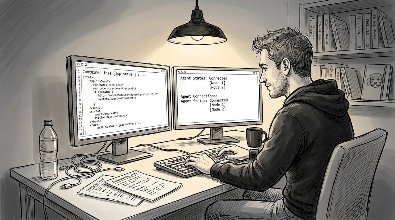 Developer setting up agent network in containers