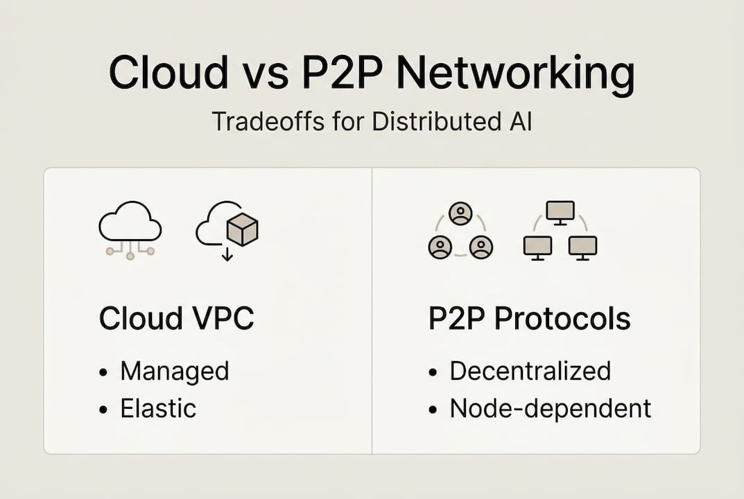 Infographic comparing cloud and peer-to-peer networking
