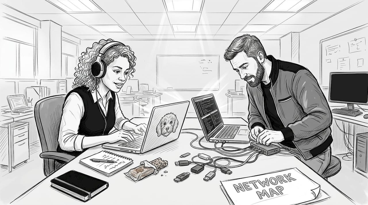 IT team collaboratively solving networking problem