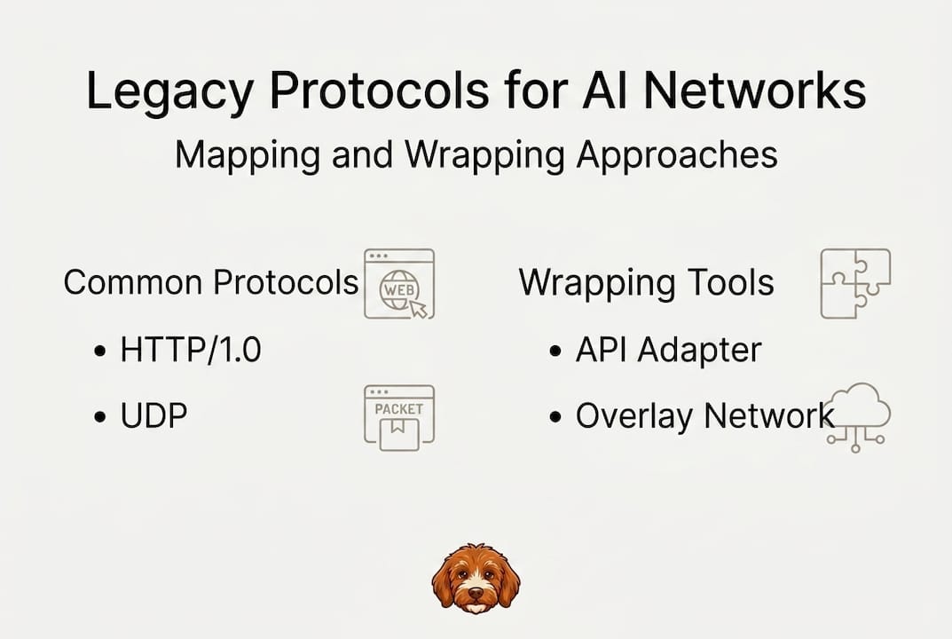 Infographic mapping legacy protocols and wrapping tools