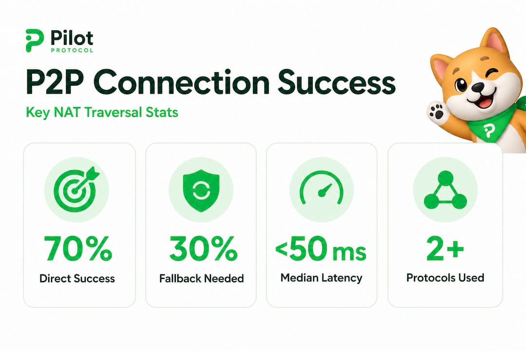 Infographic with NAT traversal success and fallback stats