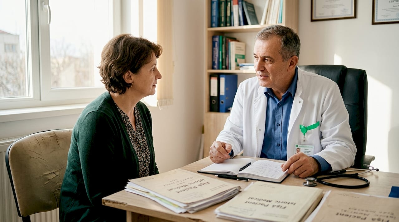 Întâlnirea față în față dintre pacient și medic în cabinetul medical