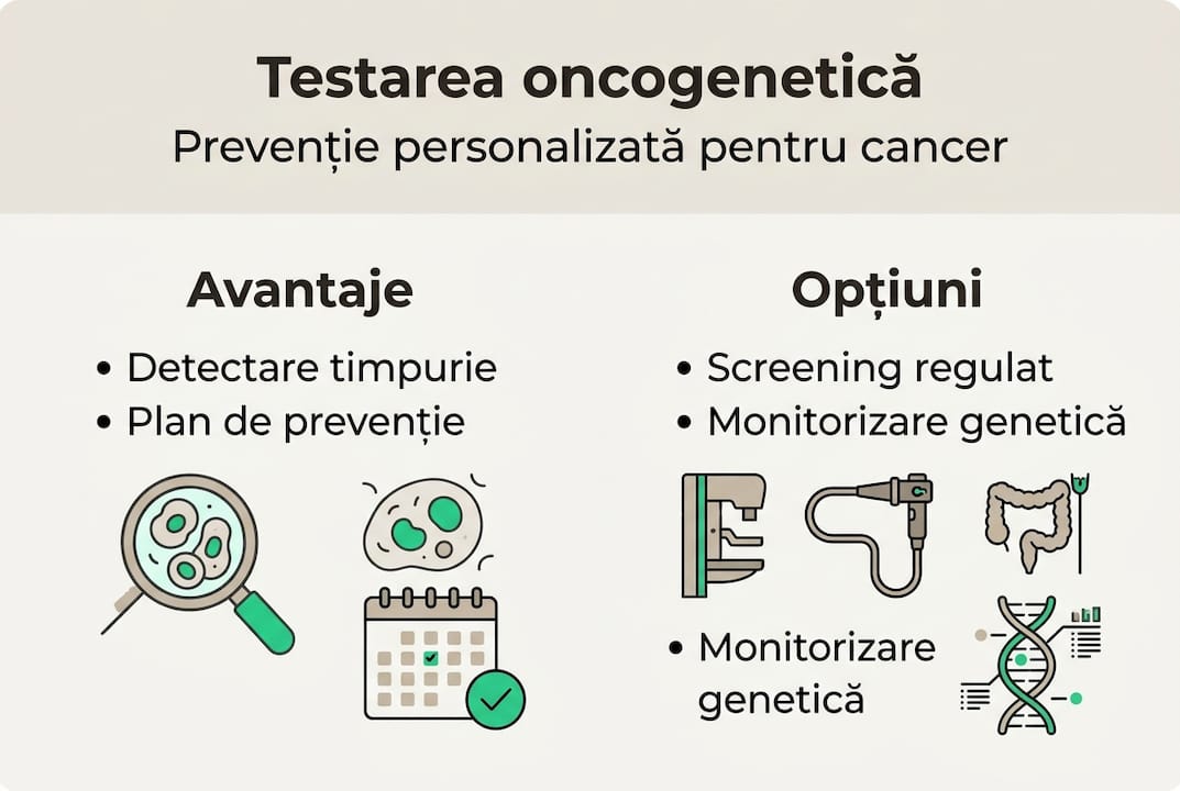 Infografic: Rolul testării oncogenetice în depistarea timpurie și prevenirea cancerului