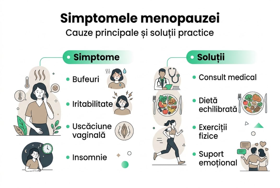 Infografic: cele mai frecvente simptome ale menopauzei și cum le poți gestiona eficient