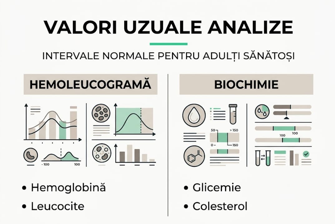 Infografic cu valorile normale ale analizelor de sânge