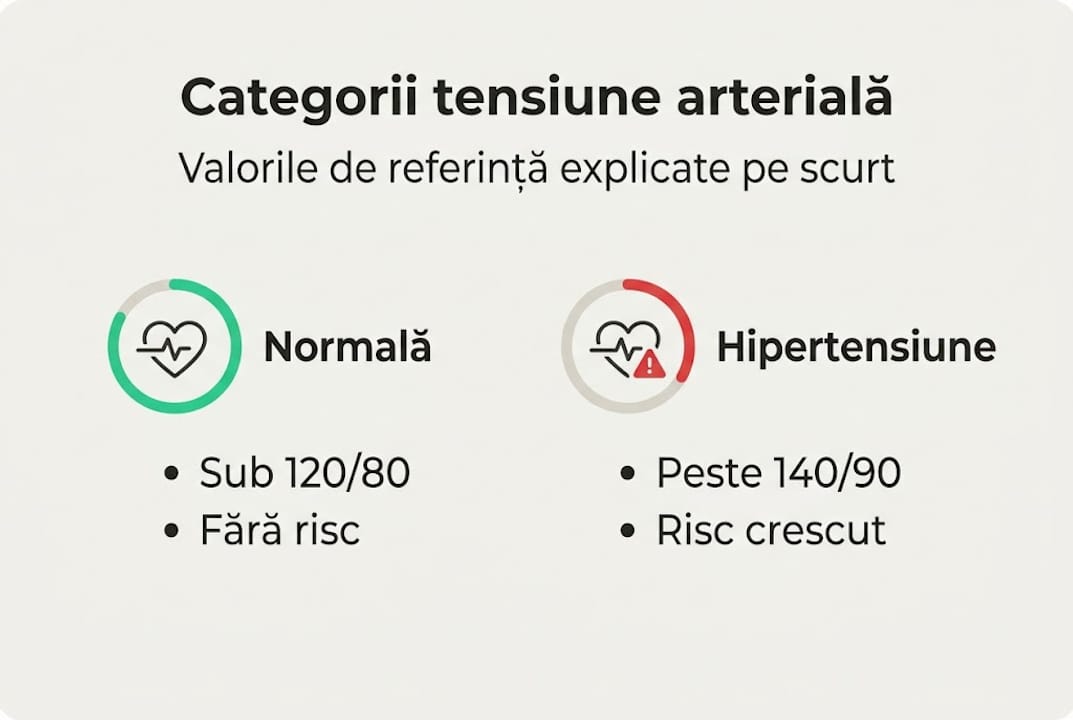 Infografic: tipuri și valori ale tensiunii arteriale