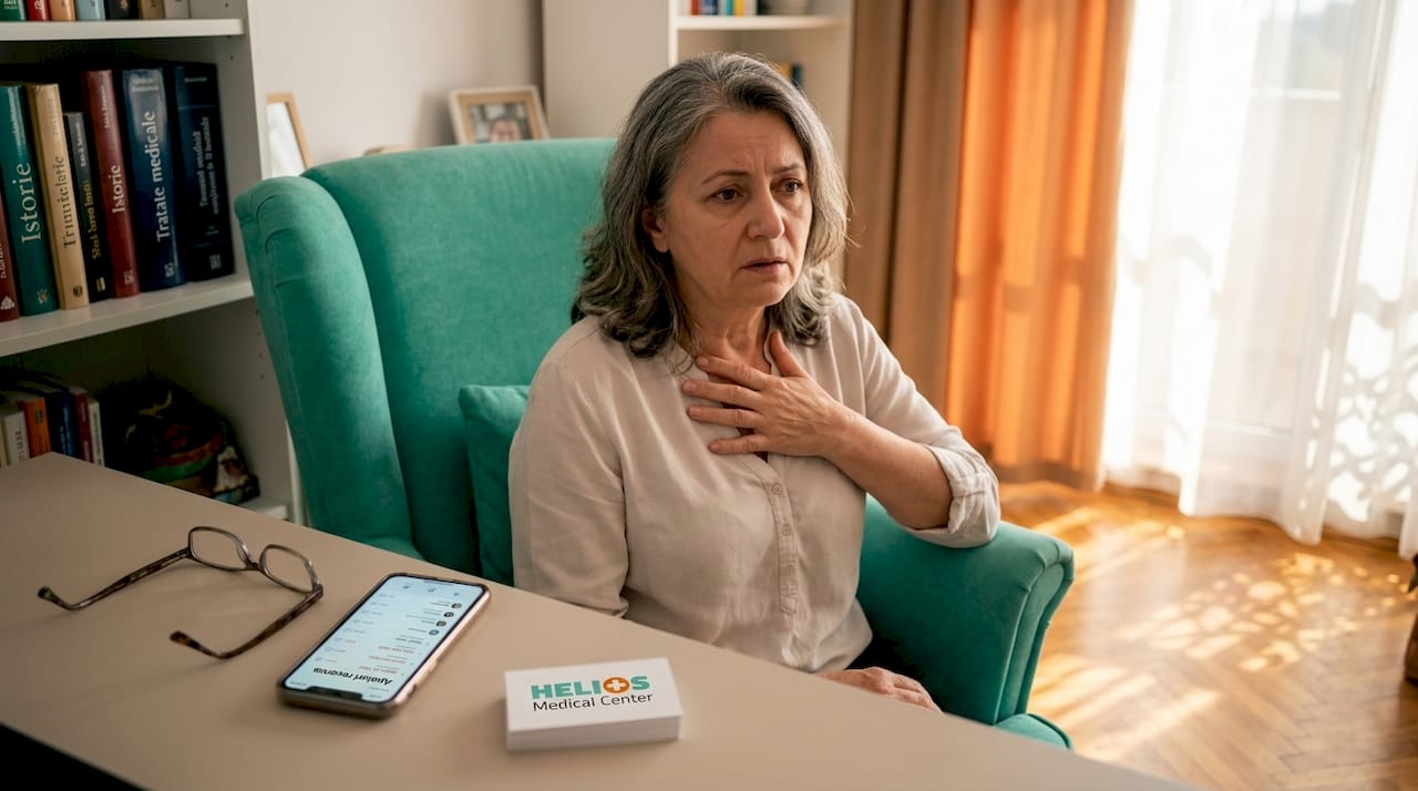 O pensionară a început să se simtă rău acasă, prezentând simptome specifice unui infarct.