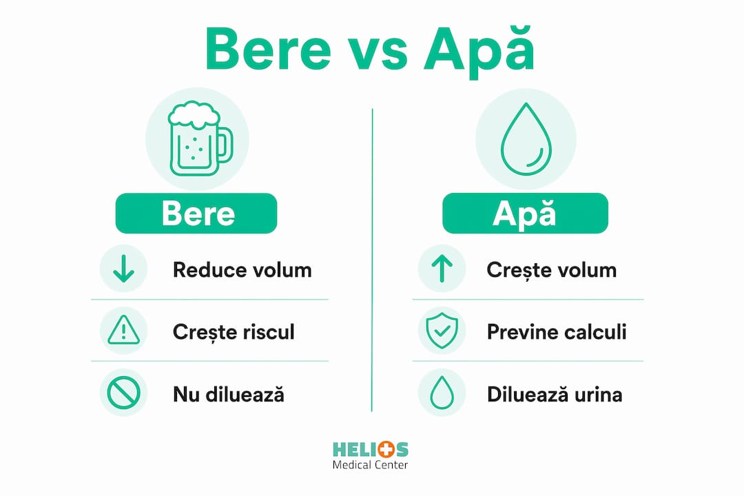 Infografic: Berea vs. apa – care ajută mai mult la prevenirea pietrelor la rinichi?