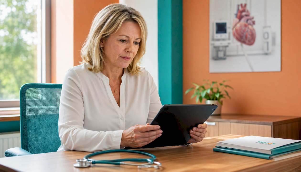 O femeie din Europa de Est merge la medic pentru un consult cardiologic.