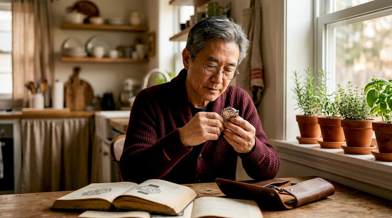 Collector examining luxury watch closely