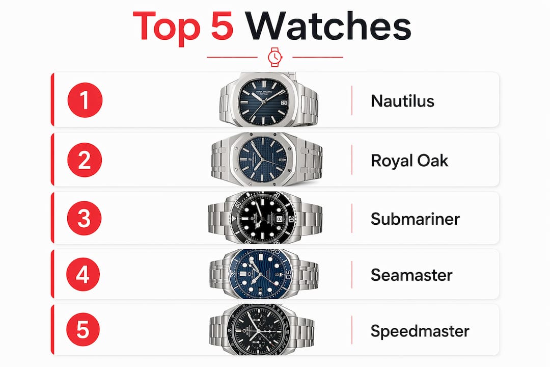 Infographic of top 5 luxury watches ranked