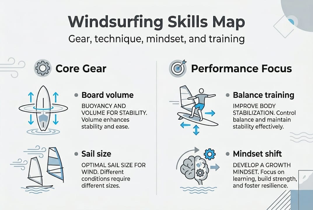 Infographic showing windsurfing skill elements