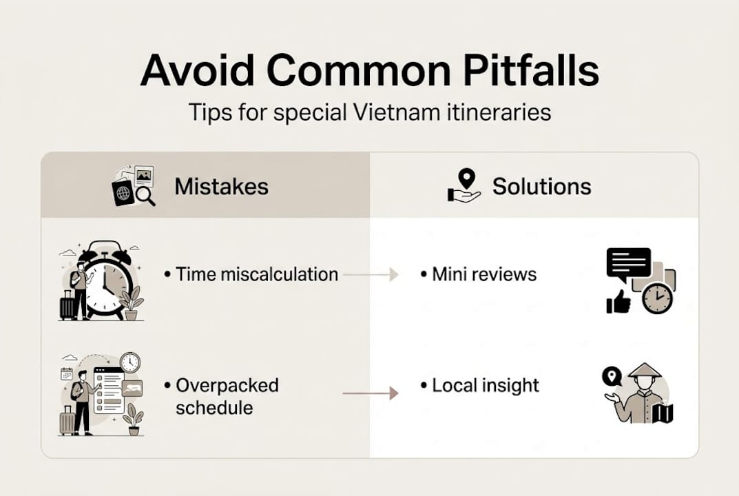 Infographic on Vietnam itinerary pitfalls and fixes