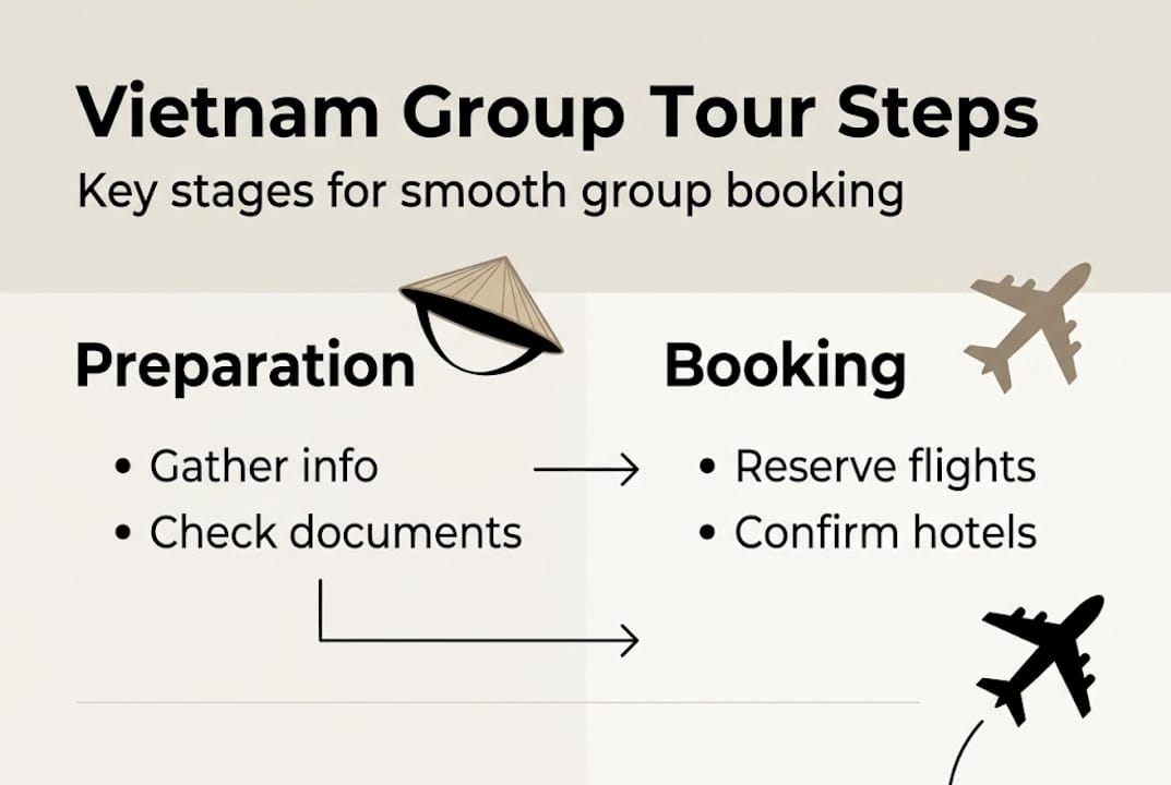 Infographic of group travel booking stages