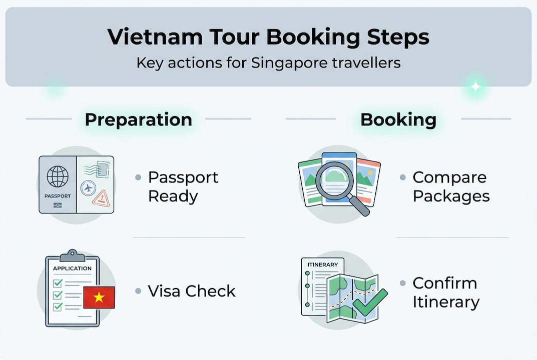 Infographic outlining Vietnam tour booking steps
