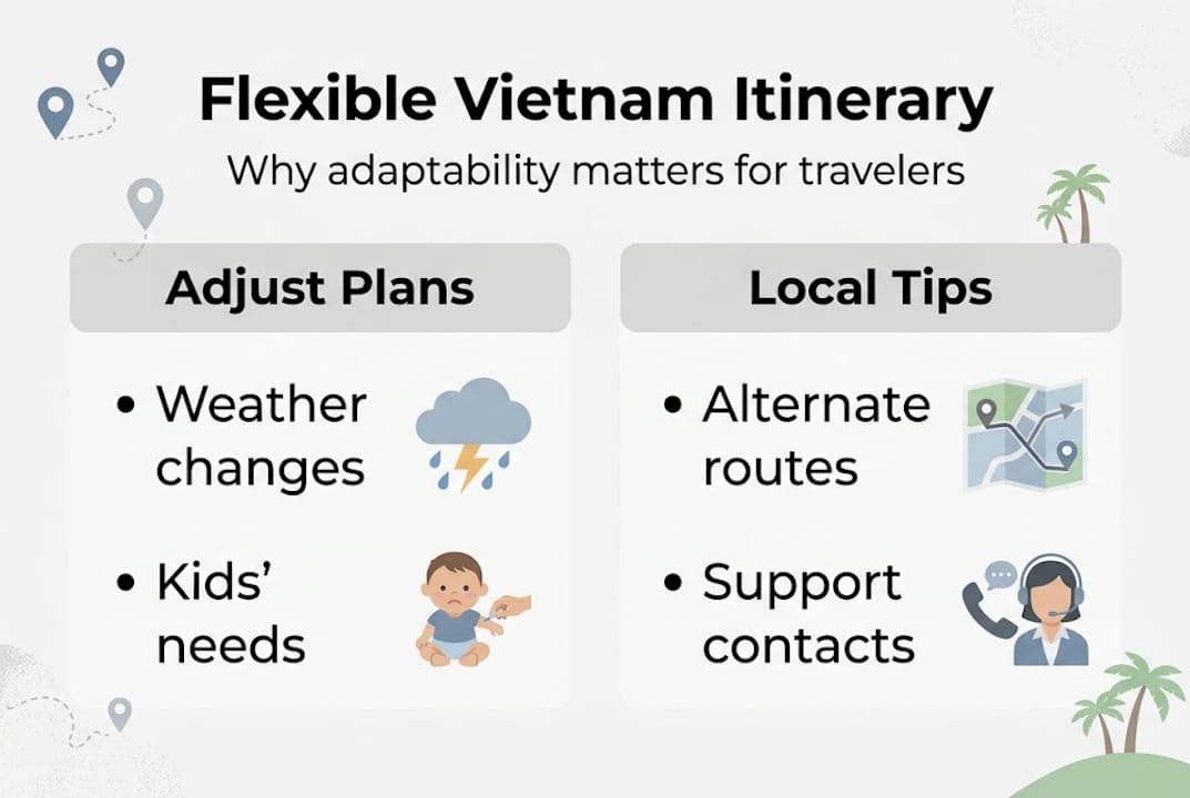 Infographic on how to keep Vietnam itinerary flexible