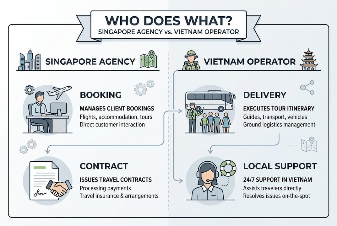 Infographic comparing agency and tour operator roles
