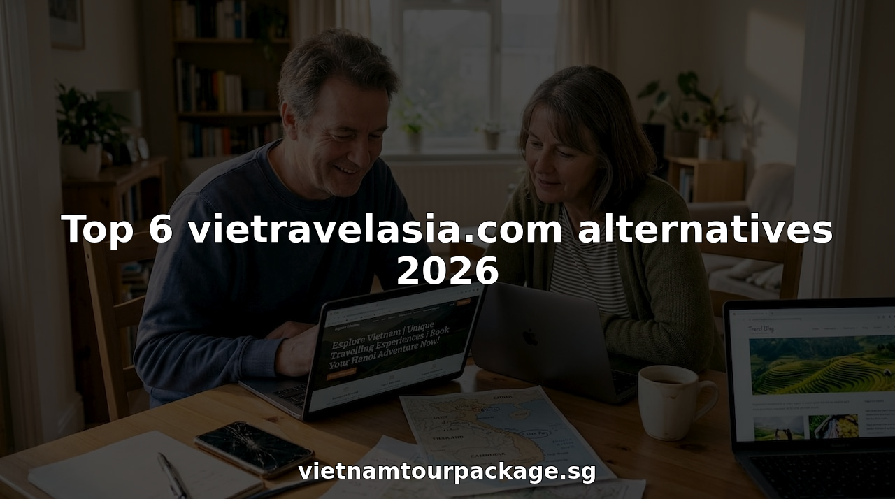 Couple planning Vietnam trip at dining table