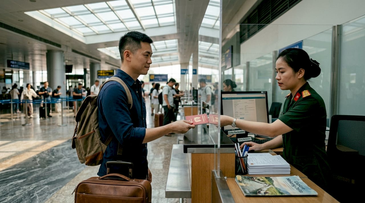Singaporean at Vietnam airport passport control