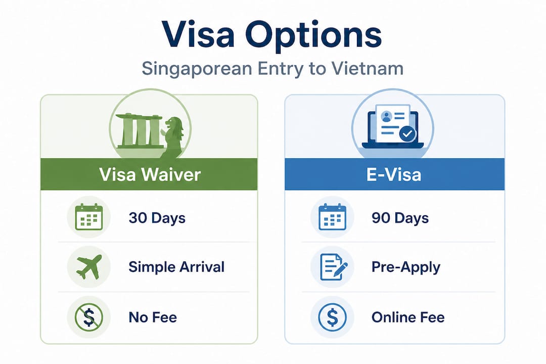 Infographic comparing visa waiver and e-visa
