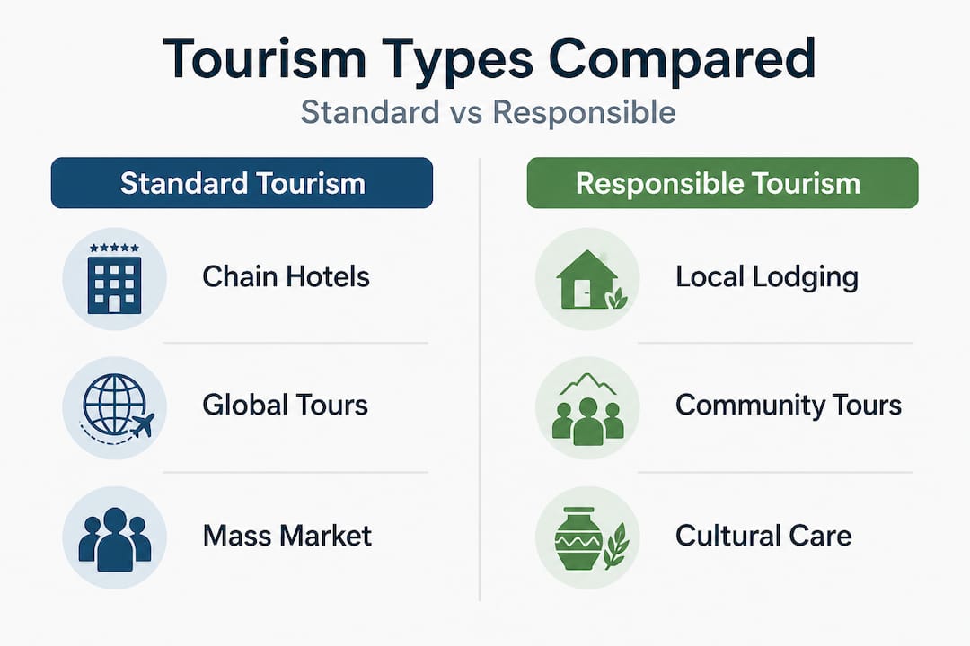 Infographic comparing standard and responsible tourism