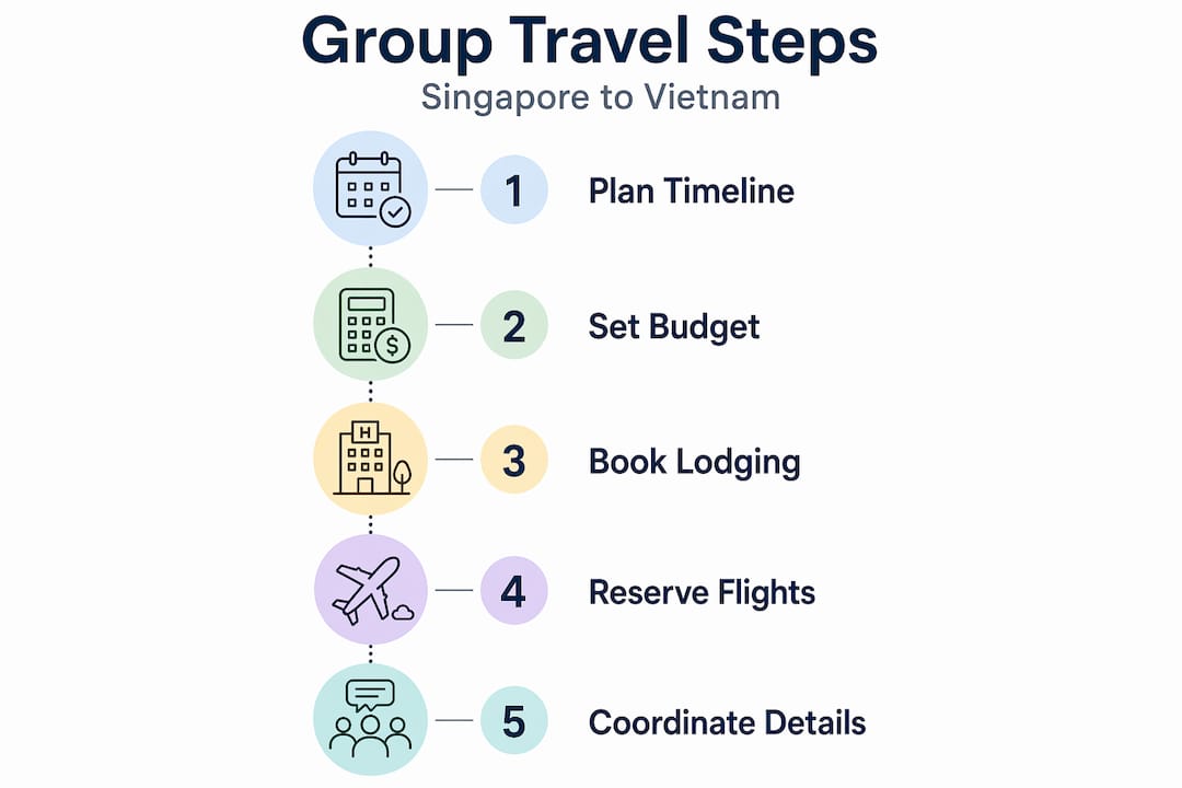 Infographic showing group travel booking steps