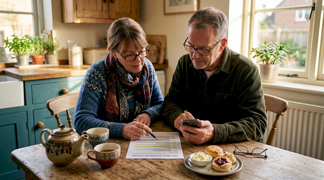Couple reviewing transparent trip details at home