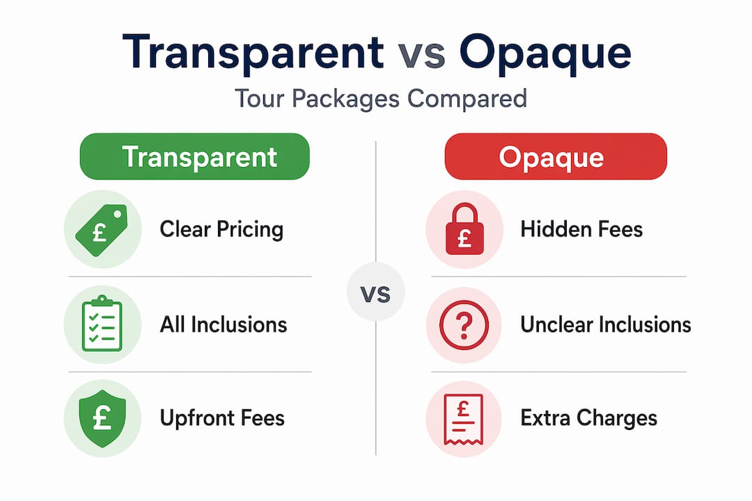 Infographic comparing transparent and opaque tour packages