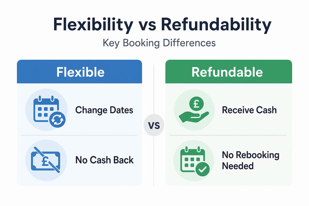 Infographic comparing flexibility and refundability in travel