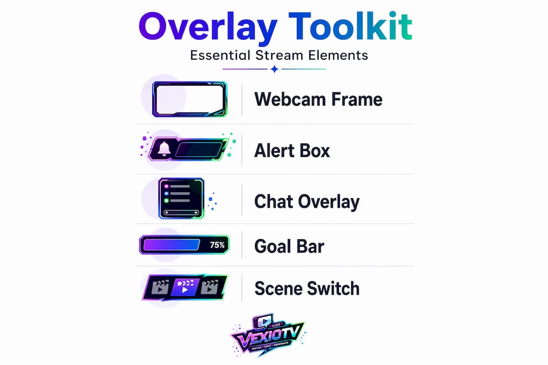 Infographic listing main types of stream overlays