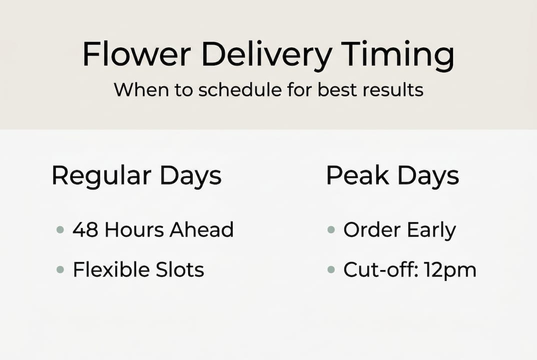 Infographic for flower delivery timing in Birmingham