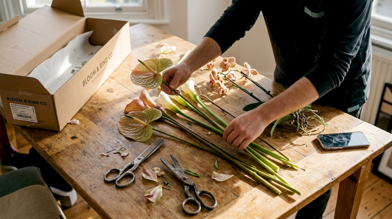 Choosing sculptural stems for floral design