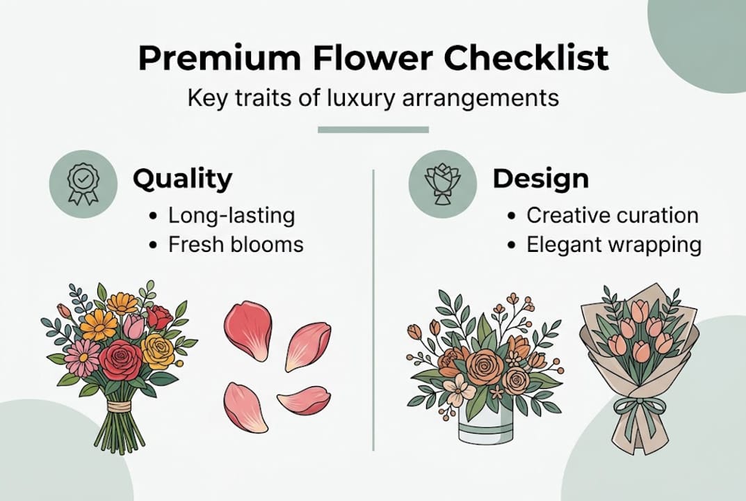 Infographic of premium flower delivery features