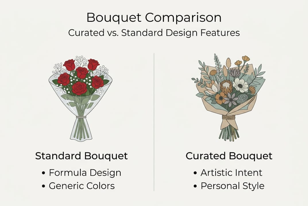 Infographic comparing types of floral bouquets